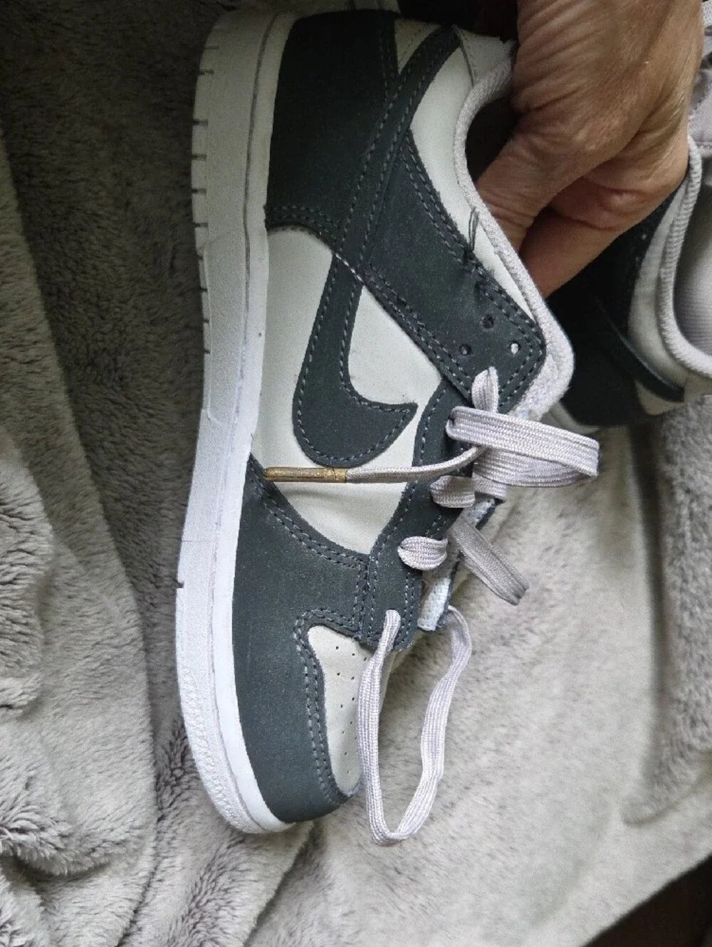 Nike Youth Nike Dunk Low 3Y Gray & White Low-Top Sneakers